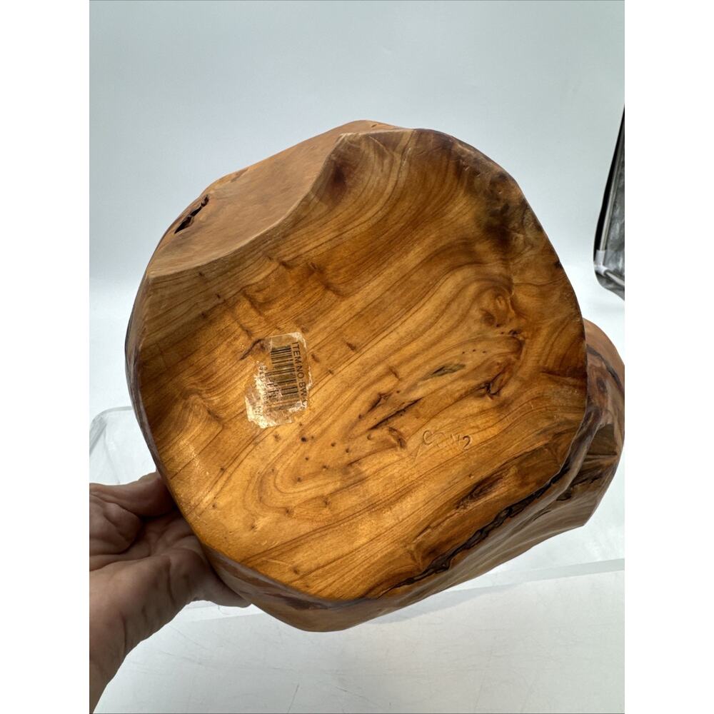 Large 10” x 9.5” x 4” Burl Wood Bowl Hand Turned Natural Live Edge - Picture 9 of 10